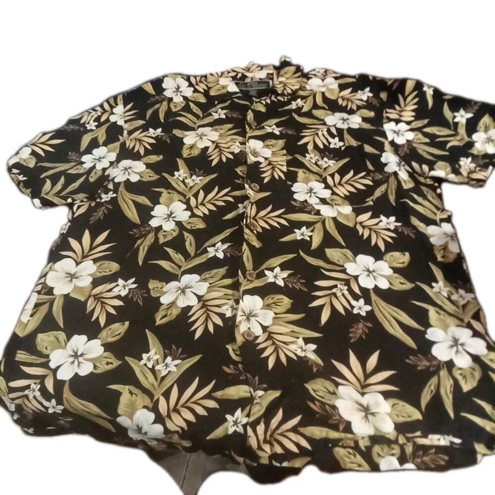La Cabana Linen Blend Hawaiian Floral Shirt Sz. med. Men's Beach Resort